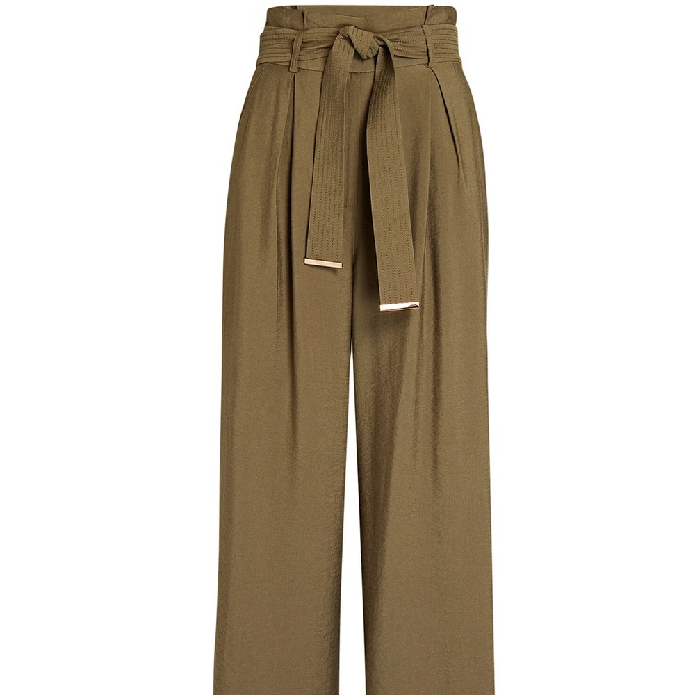 Intermix Matilda Paperbag Wide Leg Olive Green Pants in Olive/Army Green Size 10
